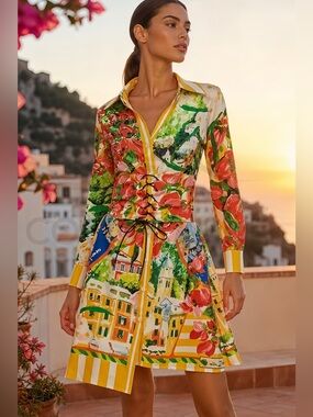 Portofino Bay Luxury Midi Dress Single Breasted Long Sleeves